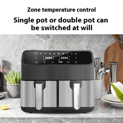 Large Capacity 8L Multi-functional Stainless Steel Double Pot Air Fryer